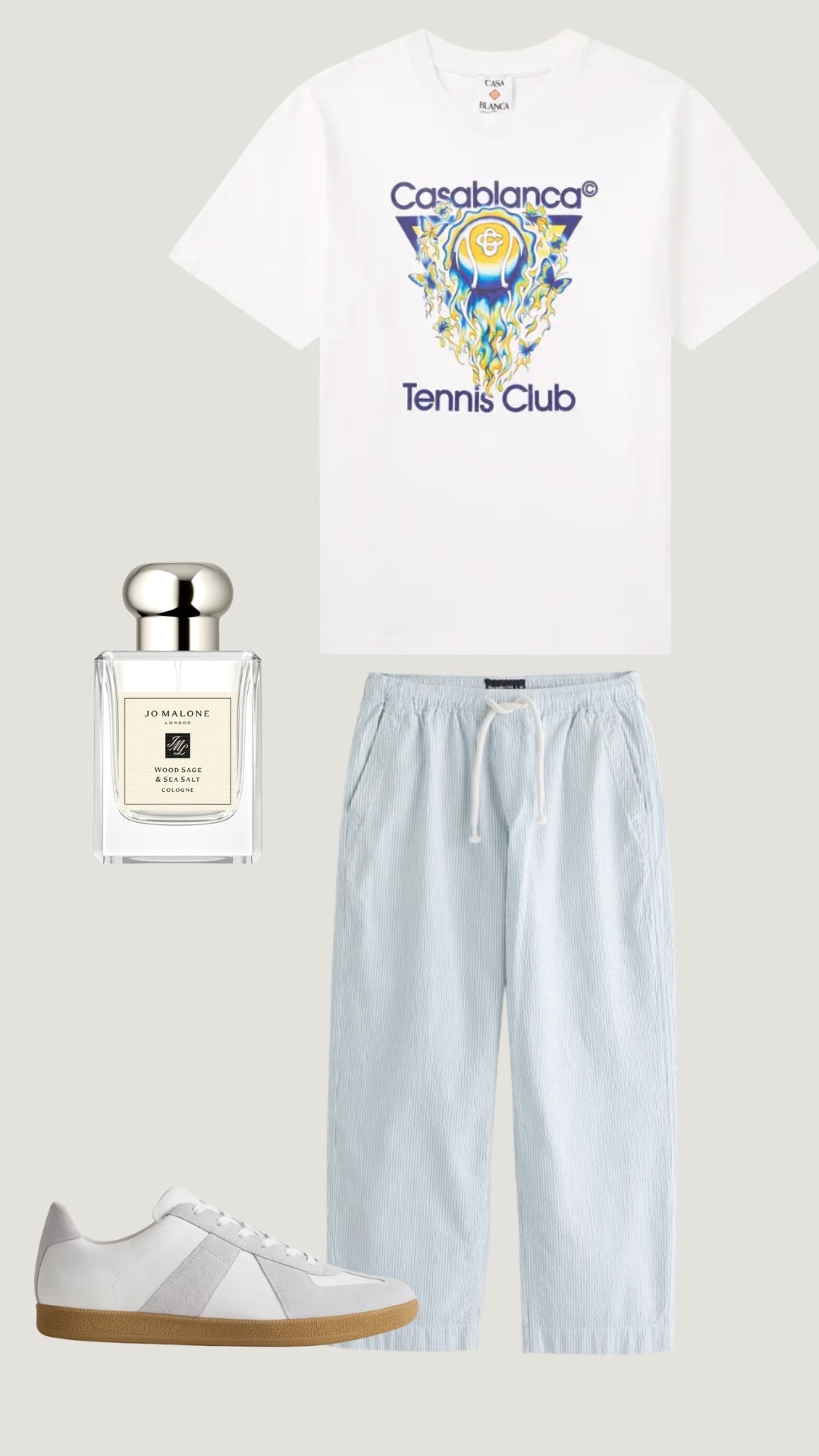 Summer dressing doesn't have to be complicated. A graphic tee, lightweight striped pants, and clean sneakers create an easy vacation-ready look that works from brunch to sunset drinks.

#MensFashion #SummerOutfit #Casablanca #VacationStyle

#LTKdayinmylife #LTKootd #LTKMens