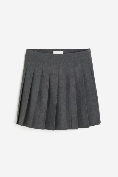 Pleated Mini Skirt - Dark gray melange - Ladies | H&M US | H&M (US + CA)