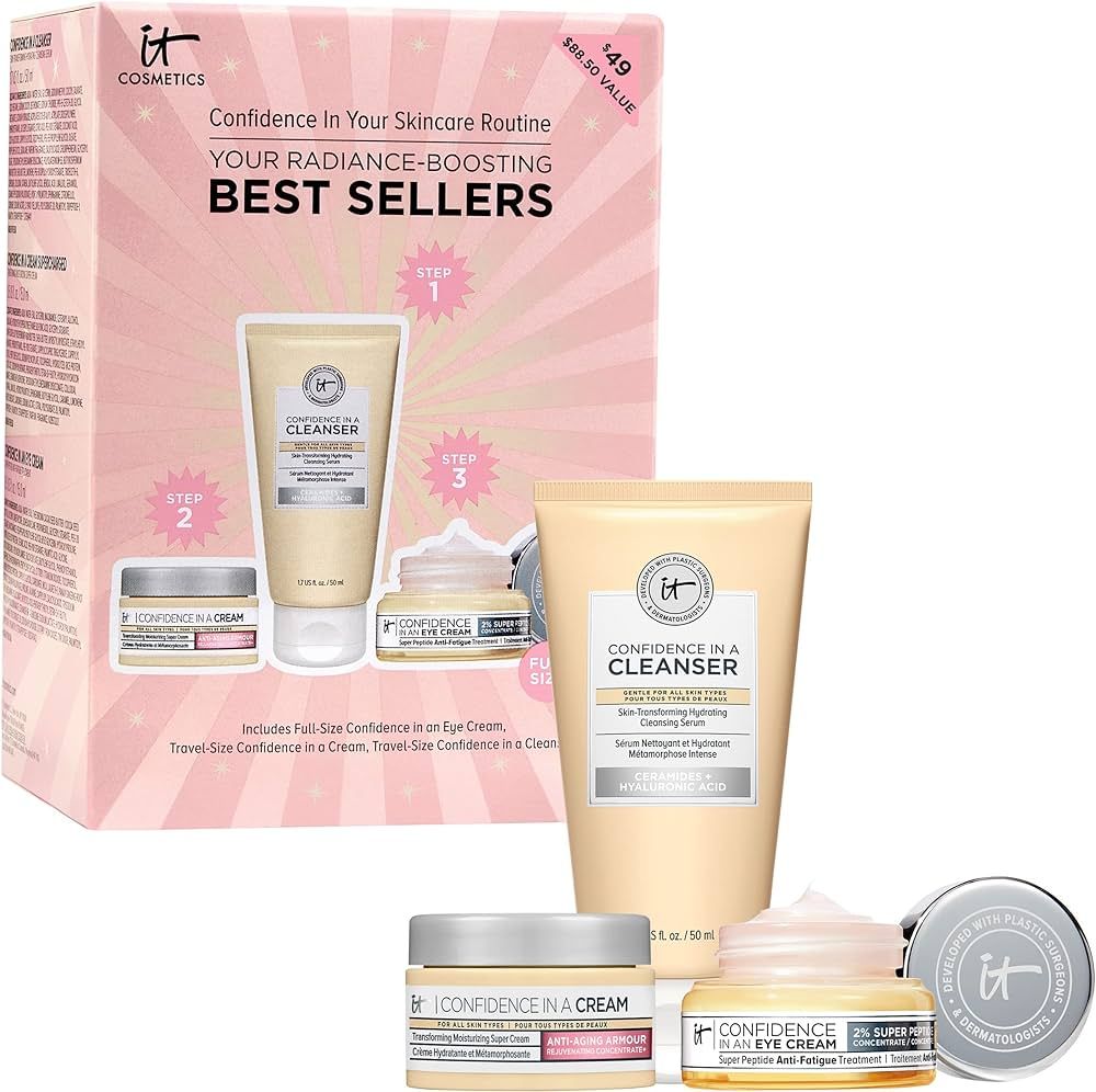 IT Cosmetics Radiance Boosting Best Sellers Skincare Gift Set – 3-Piece Set with Anti-Aging Pep... | Amazon (US)