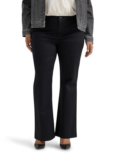 Lee Women's Plus Size Wrinkle Free Mid Rise Bootcut Pant Union-All Black 16 Plus | Amazon (US)