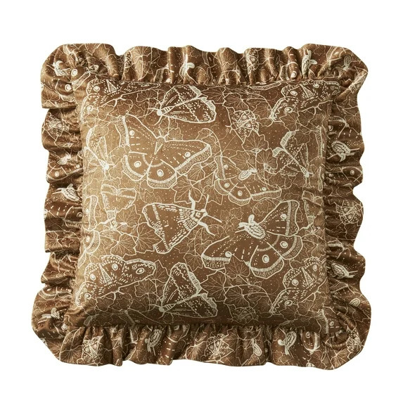 My Texas House 18" x 18" Moth Ginger Toile Decorative Pillow Cover | Walmart (US)