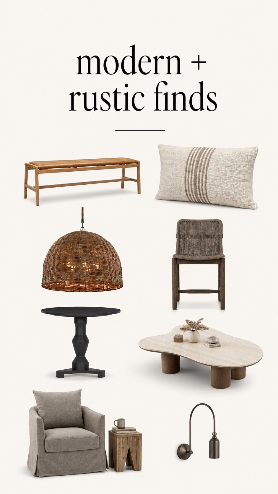 Warm Modern Living

Modern rustic home decor favorites featuring warm wood furniture, rustic lighting, cozy accent chairs, textured decor, timeless home accents, and designer-inspired pieces for a warm, inviting living space.

#LTKHome #LTKSaleAlert