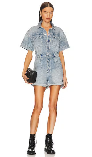 Free People x We The Free Marci Cuffed Shortall in Blue. - size S | Revolve Clothing (Global)
