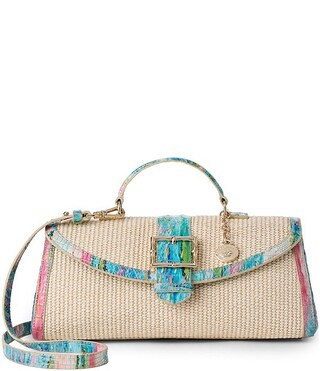 BRAHMIN Grandview Collection Dayan Raffia East West Buckled Satchel Bag | Dillard's | Dillard's