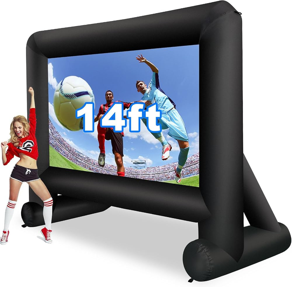 14 Feet Indoor and Outdoor Inflatable Blow up Mega Movie Projector Screen with Carry Bag for Fron... | Amazon (US)