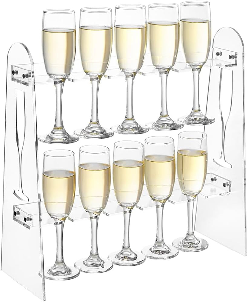 2 Tier Acrylic Champagne Holder Clear Champagne Flute Glass Holder Stand Hanging Champagne Tower ... | Amazon (US)