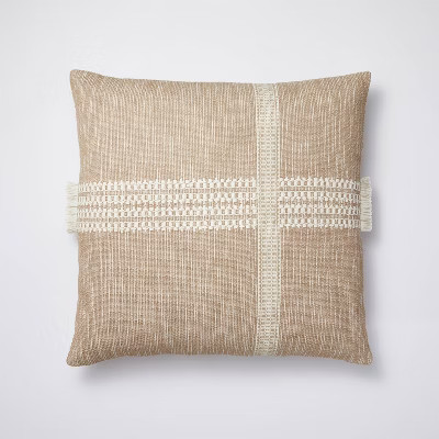 Oversized Textured Striped Square Throw Pillow Neutral/Cream - Threshold™ designed with Stu... | Target