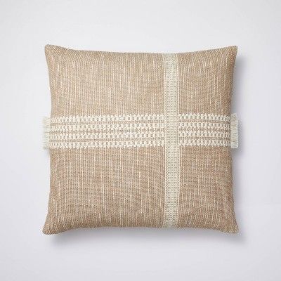 Oversized Textured Striped Square Throw Pillow Neutral/Cream - Threshold&#8482; designed with Stu... | Target