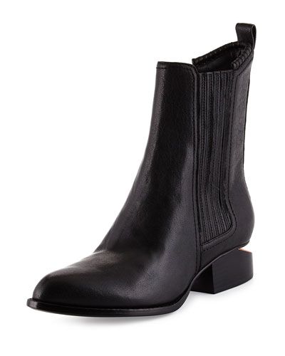 Anouk Leather Tilt-Heel Bootie, Black | Bergdorf Goodman