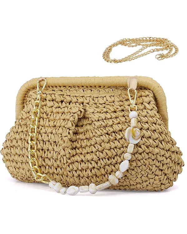 Aovtero Straw Purses for Women Crossbody Bag Small Woven Clutch Summer Beach Handbags Dumpling Ba... | Amazon (US)