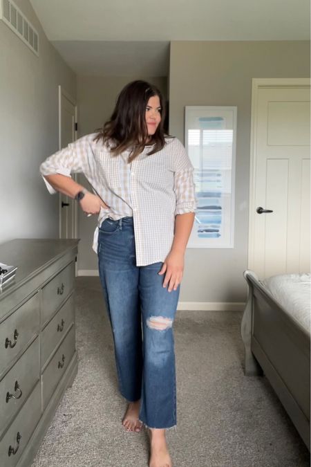 Casual fall outfit with straight jeans from Walmart and plaid Shacket from amazon size 16 bottoms and large top 

#LTKcurves #LTKstyletip #LTKSeasonal