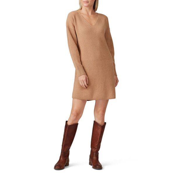 Madewell V-neck Mini Sweater Dress brown | Rent the Runway