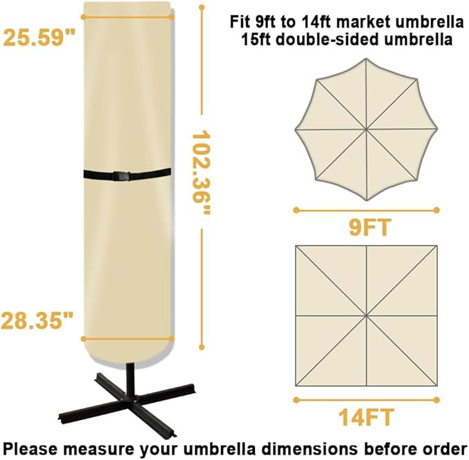 POYEE Umbrella Cover, 420D Waterproof Outdoor Patio Umbrella Cover for 9ft to 14ft Market Umbrell... | Amazon (US)