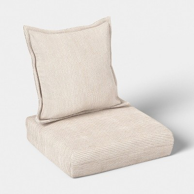 2pc Natural Weave Deep Seat Outdoor Cushion Set Ivory - Threshold™ | Target