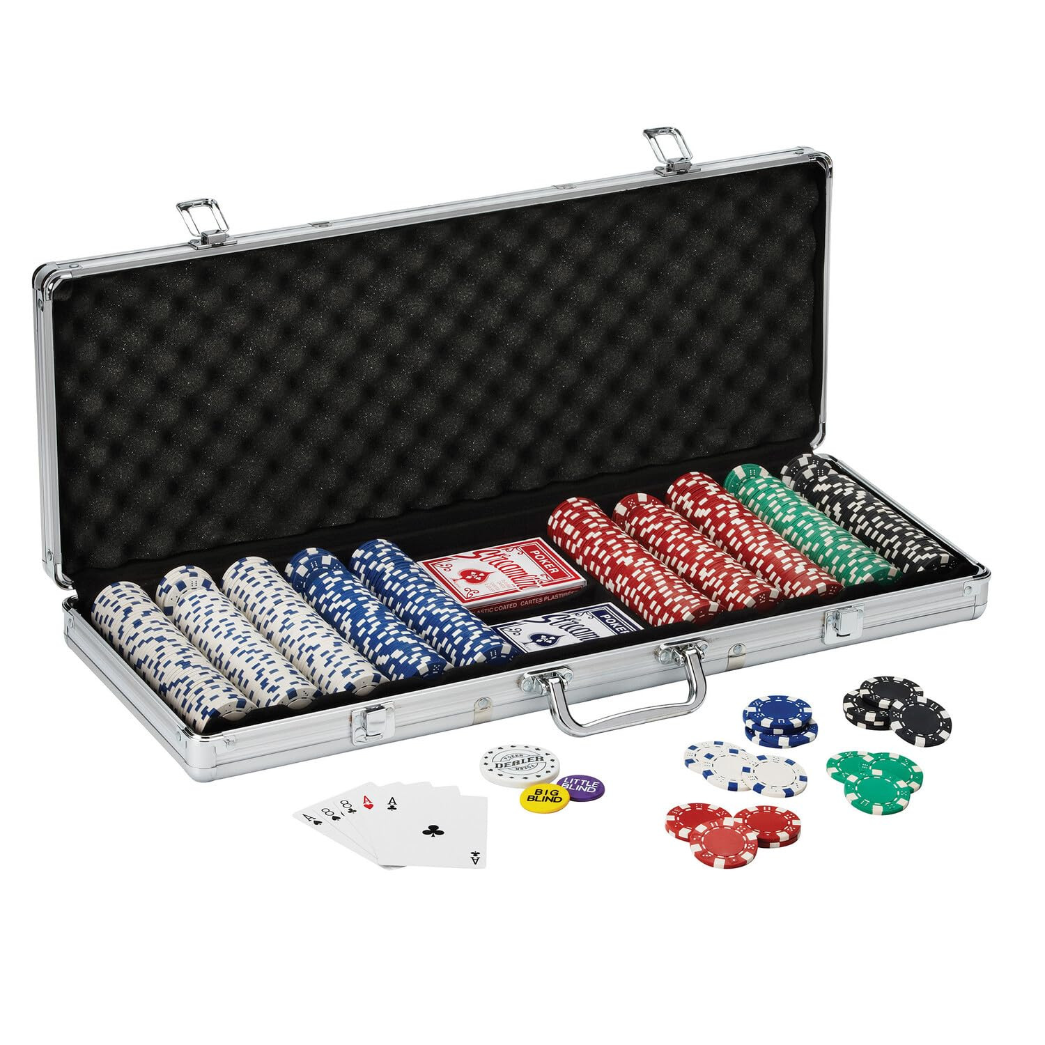 Fat Cat 11.5 Gram Texas Hold 'em Claytec Poker Chip Set with Aluminum Case, 500 Striped Dice Chip... | Amazon (US)