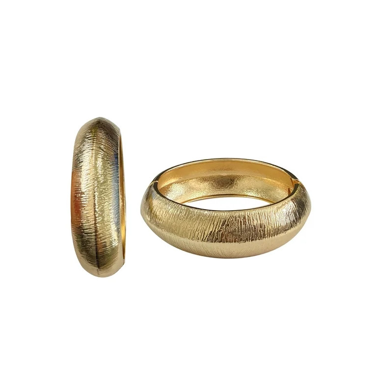 Time and Tru Textured Hinge Bangle Gold Plated for Female Adults and Teens | Walmart (US)