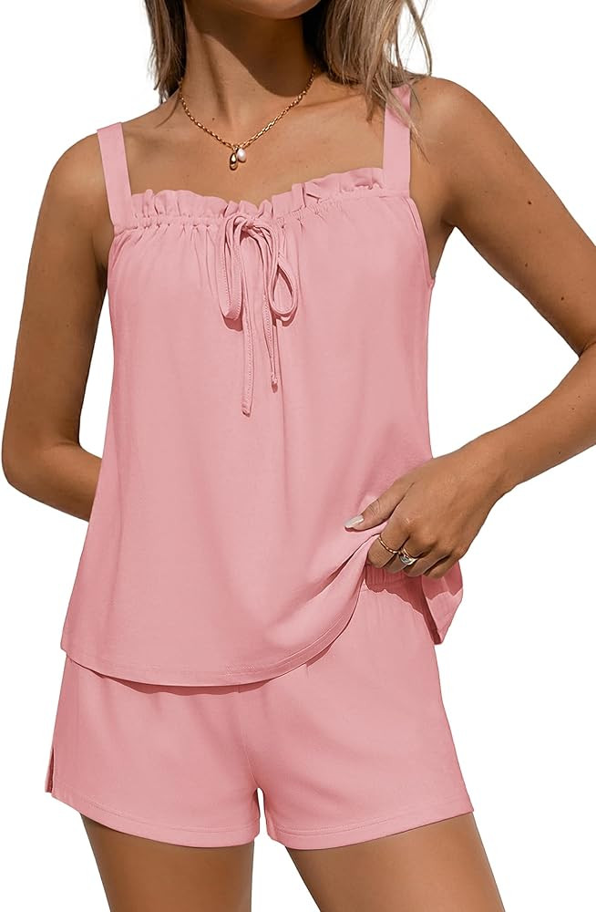 Ekouaer Womens Pajamas Sets 2 Piece Cute Tank Top and Shorts Lounge Set Sleeveless Pjs Set Bridal... | Amazon (US)