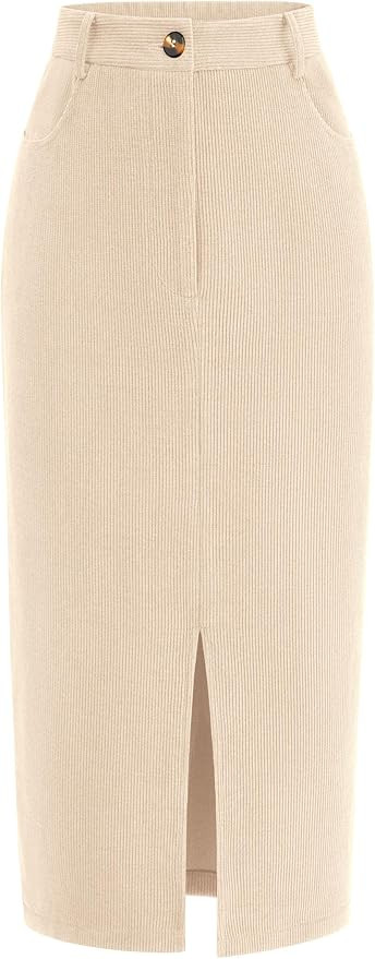 PRETTYGARDEN Corduroy Skirt Women Fall Fashion 2025 High Waisted Pencil Midi Skirts Business Casu... | Amazon (US)