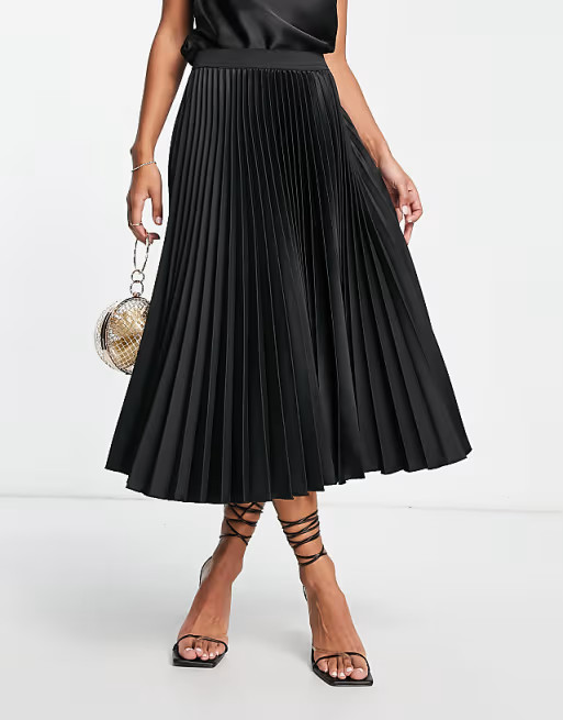 Closet London pleated midi skirt in black | ASOS (Global)