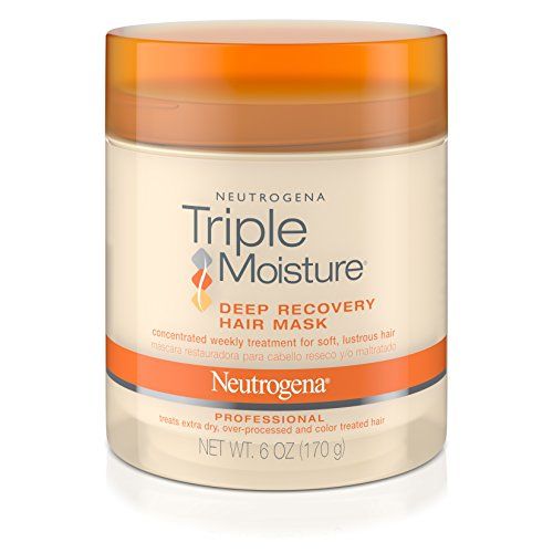 Neutrogena Triple Moisture Deep Recovery Hair Mask Moisturizer for Extra Dry Hair, Damaged & Over-Processed Hair, Hydrating Hair Treatment with Olive, Meadowfoam & Sweet Almond, 6 oz (Pack of 2) | Amazon (US)