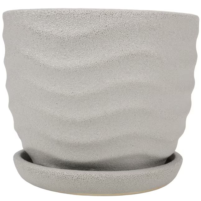 Origin 21 Round 5.1-in W x 4.9-in H Gray Ceramic Contemporary/Modern Indoor/Outdoor Planter | Lowe's