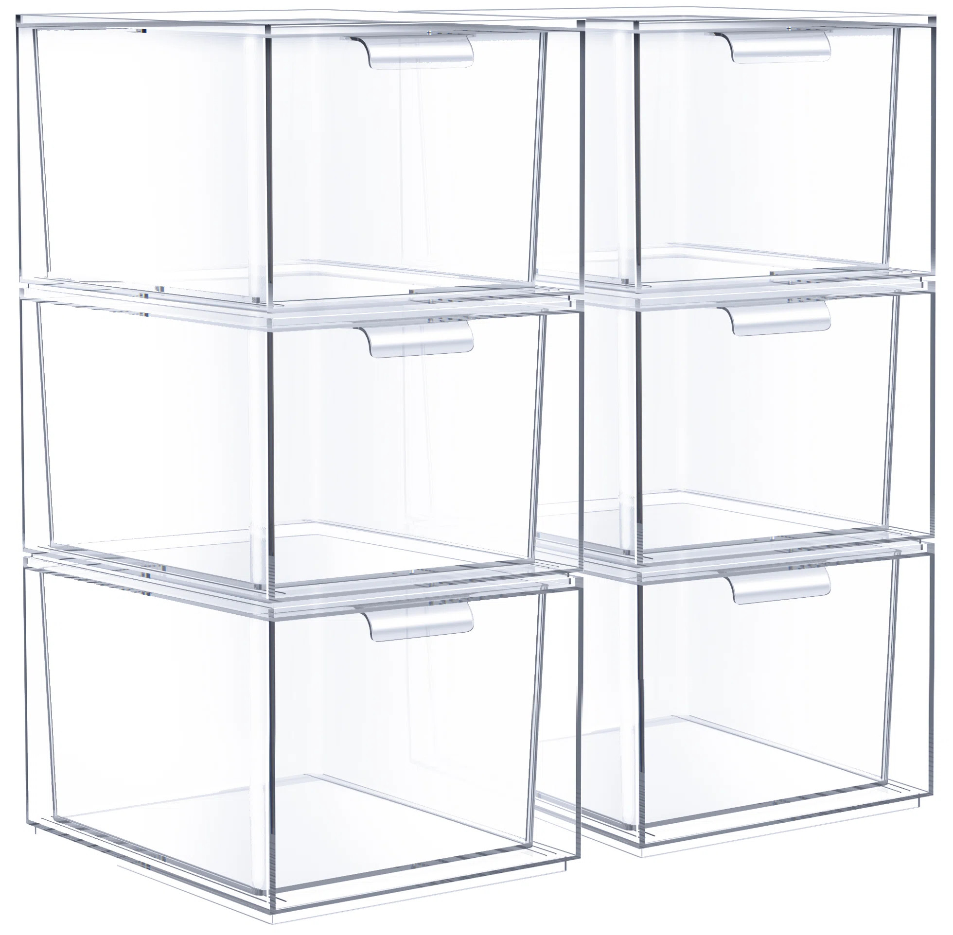 6 Pack Clear Stackable Acrylic Kitchen and Bathroom Drawer Organizers | Wayfair North America