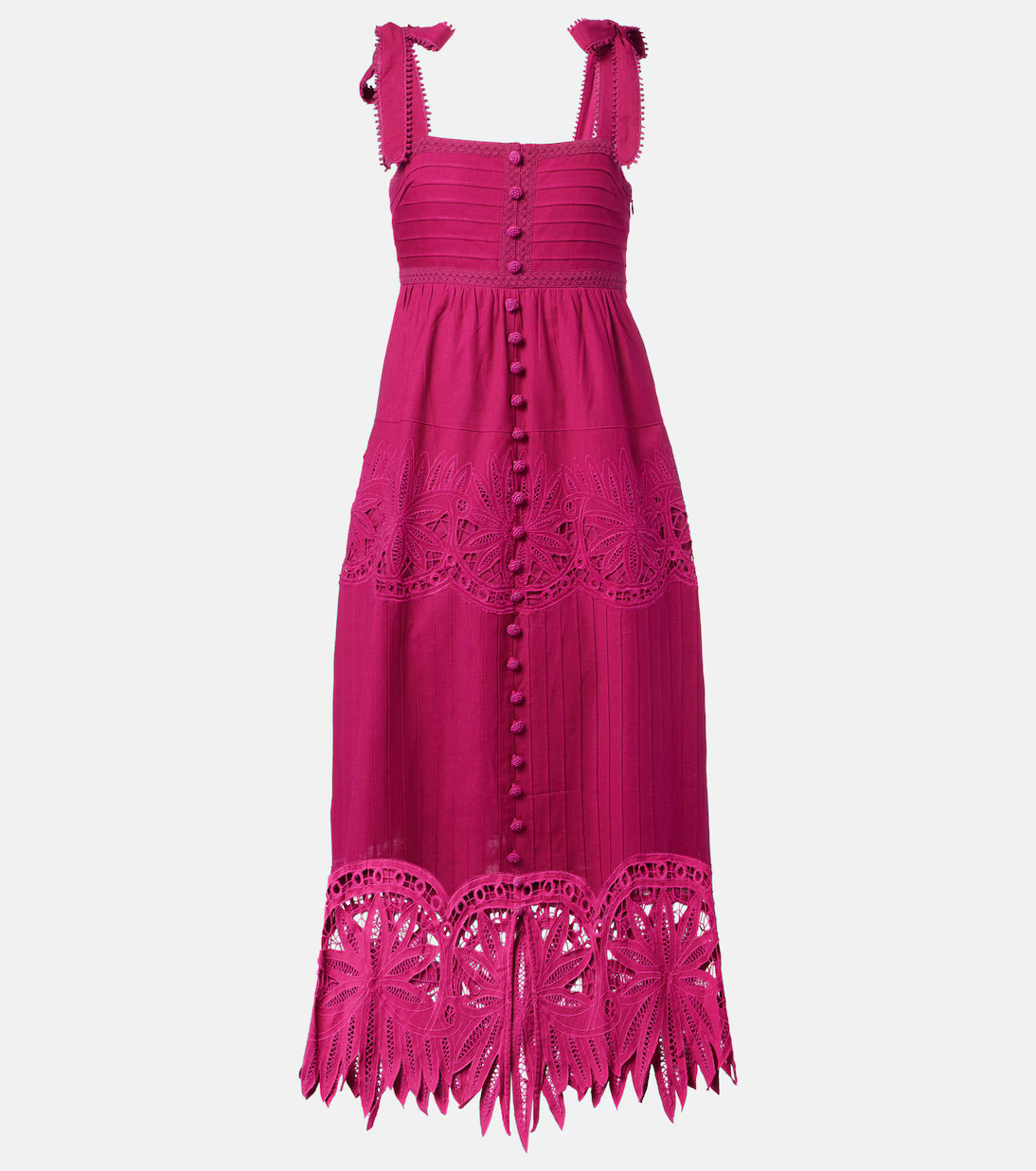 Embroidered cotton and linen midi dress | Mytheresa (US/CA)