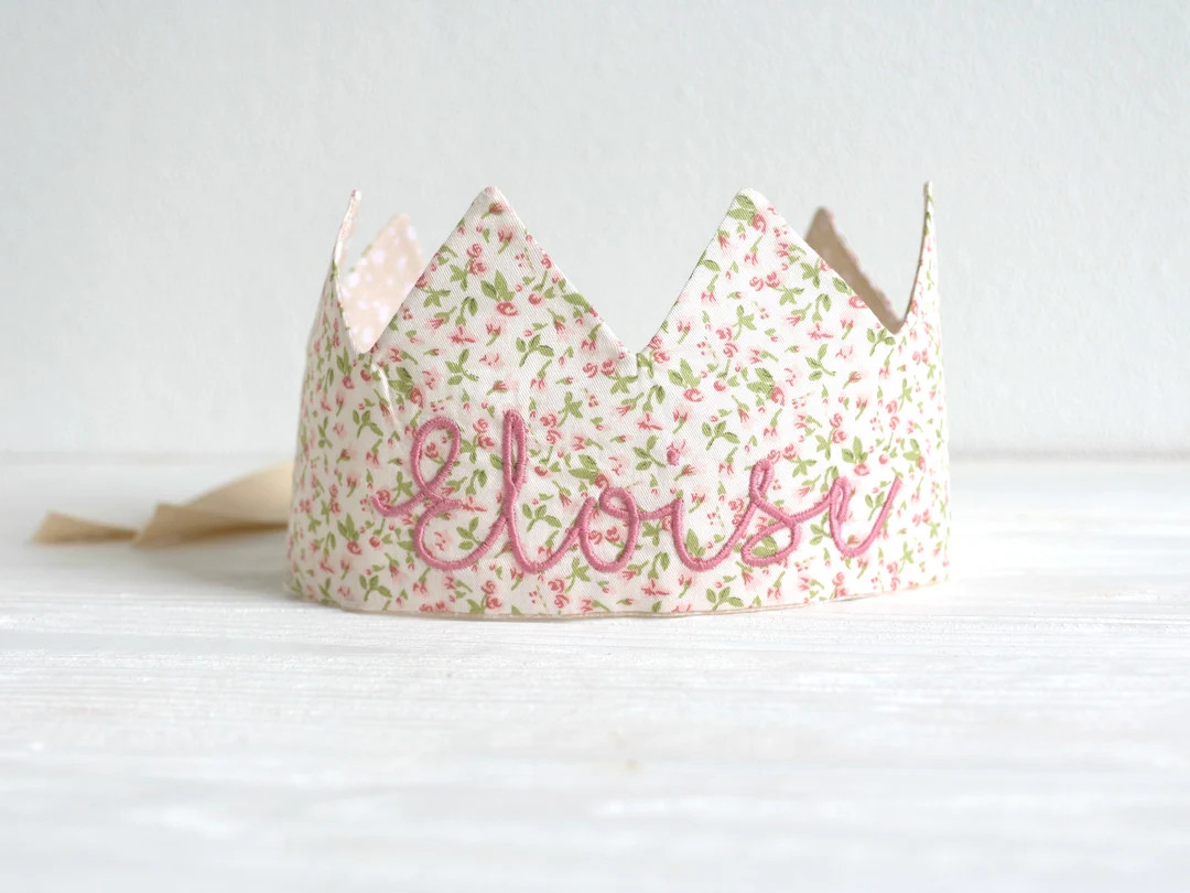 Personalized Name Birthday Crown, Girl's Birthday, Floral Pink Birthday Custom Crown, Girl's Birt... | Etsy (US)