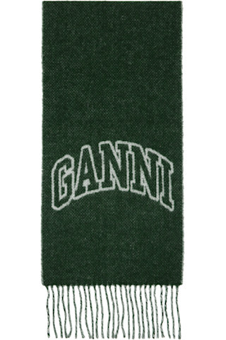 Green Fringed Wool Scarf | SSENSE