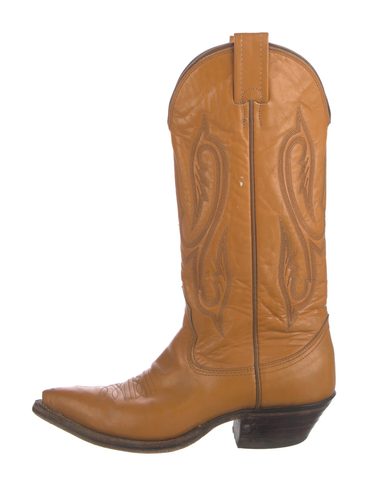 Leather Embroidered Accent Western Boots | The RealReal