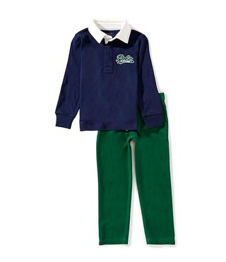 Little Boys Long-Sleeve Logo Jersey Rugby Shirt & Twill Pants Set | Dillard's