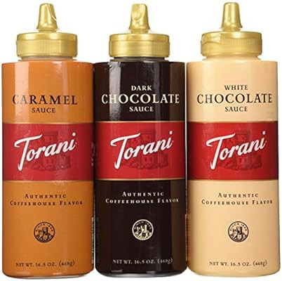 Torani Sauce 3 Pack Chocolate, Caramel, White Chocolate 16.5 Oz with New Packaging | Amazon (US)