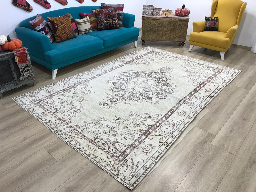 Oversize rug, Handmade wool rug, Vegan rug, Green rug, Vintage turkish rug, Bohemian rug, Oushak ... | Etsy (US)