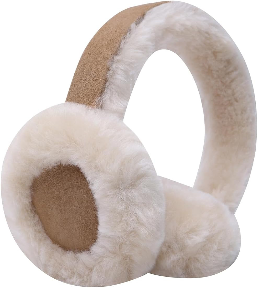 Amazon.com: Harssidanzar Real Fur Winter Earmuffs for Men Women, Genuine Fur Earmuff,Sheepskin Ea... | Amazon (US)