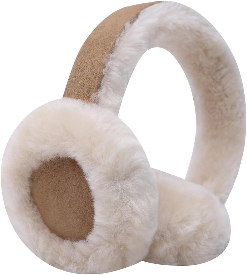 Harssidanzar Classic Winter Earmuffs for Men Women, Unisex Sheepskin Earmuffs, Foldable Earmuffs,... | Amazon (US)