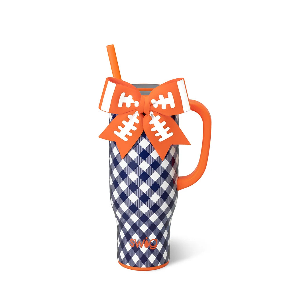 Gameday Gingham Navy + Orange Mega Mug 30oz | Swig Life