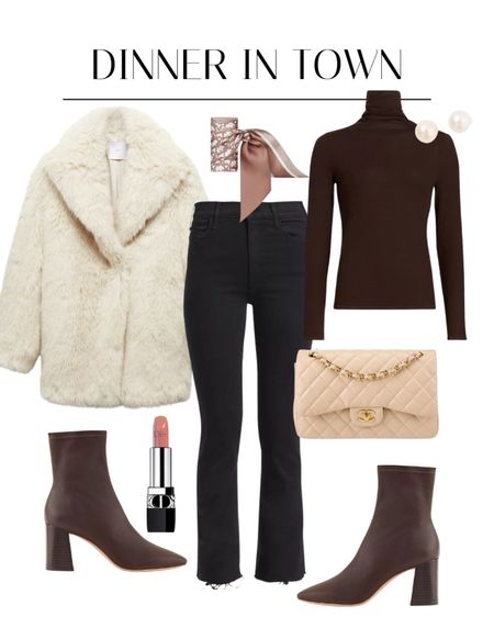Dinner in town outfit idea. I love this faux fur coat and silk scarf. 

#LTKSeasonal #LTKtravel #LTKstyletip