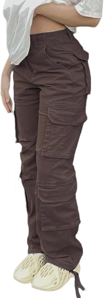 Viatabuna High Waisted Cargo Pants for Women Baggy Y2k Straight Wide Leg Pants with Pockets Stree... | Amazon (US)