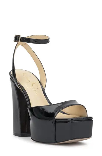 Jessica Simpson Lirio Ankle Strap Platform Sandal in Black Patent at Nordstrom Rack, Size 5 | Nordstrom Rack