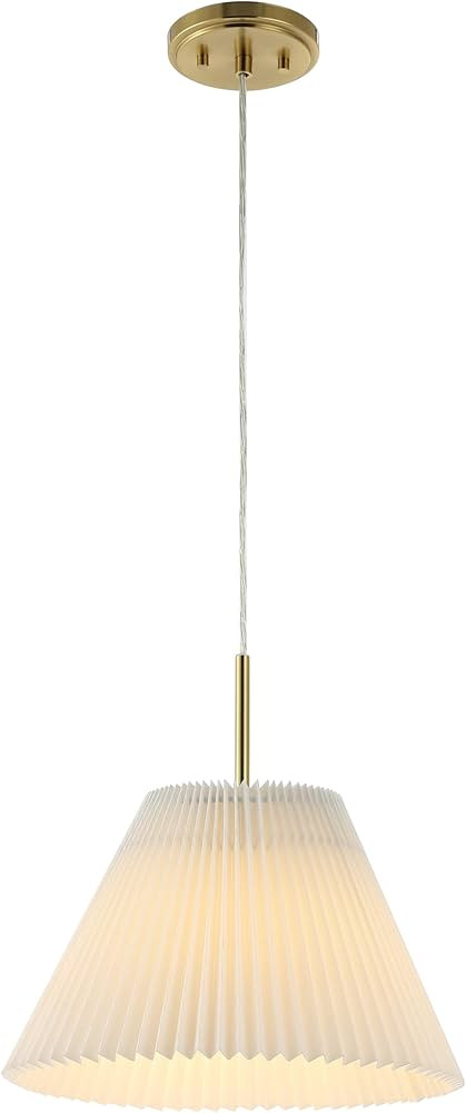 JONATHAN Y JYL2407A Alden 14.25" 1-Light Classic French Country Iron LED Pendant with Pleated Sha... | Amazon (US)
