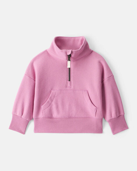 Baby Girl DayDream Fleece Long-Sleeve Quarter-Zip Pullover Sweatshirt - Pink | Carter's Inc