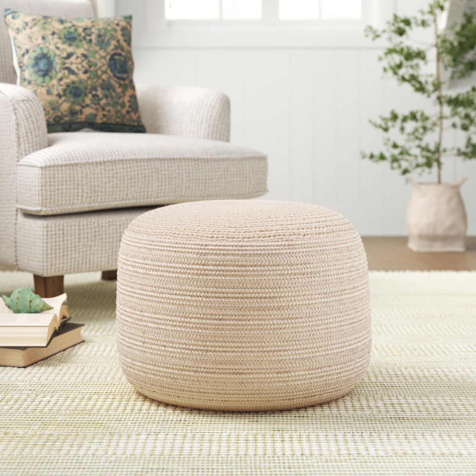 Highland Dunes Catherin Upholstered Beige Pouf & Reviews | Wayfair | Wayfair North America