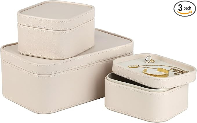 HofferRuffer Faux Leather Decorative Storage Boxes, Dust proof Storage Shelf Baskets with Lids Tr... | Amazon (US)