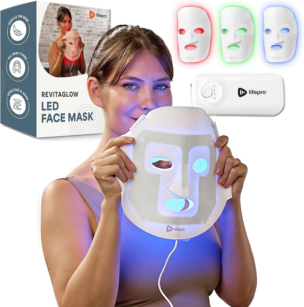 Lifepro LED Silicone Face Mask - LED Red Light Therapy Face Mask with 3 Colors for Face and Neck ... | Amazon (US)
