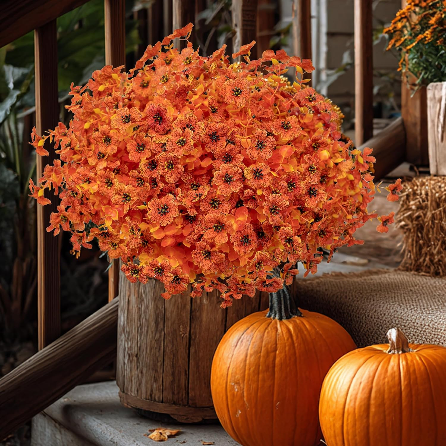 Artificial Fall Flowers Outdoor Fake Mums - 16 Bundles Fake Plants UV Resistant No Fade Faux Plas... | Amazon (US)