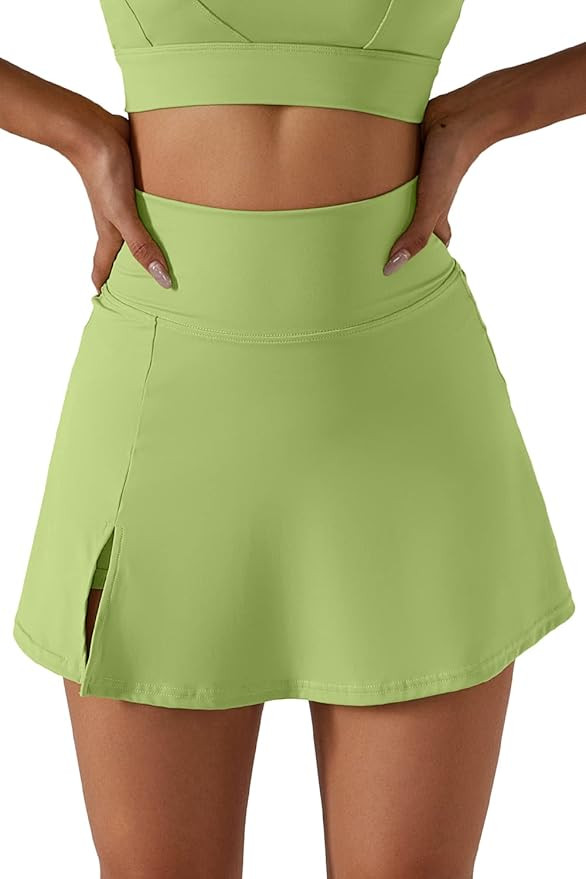 QINSEN Women's Tennis Skirts Stretch High Waisted Golf Skorts Running Sports Workout Activewear | Amazon (US)