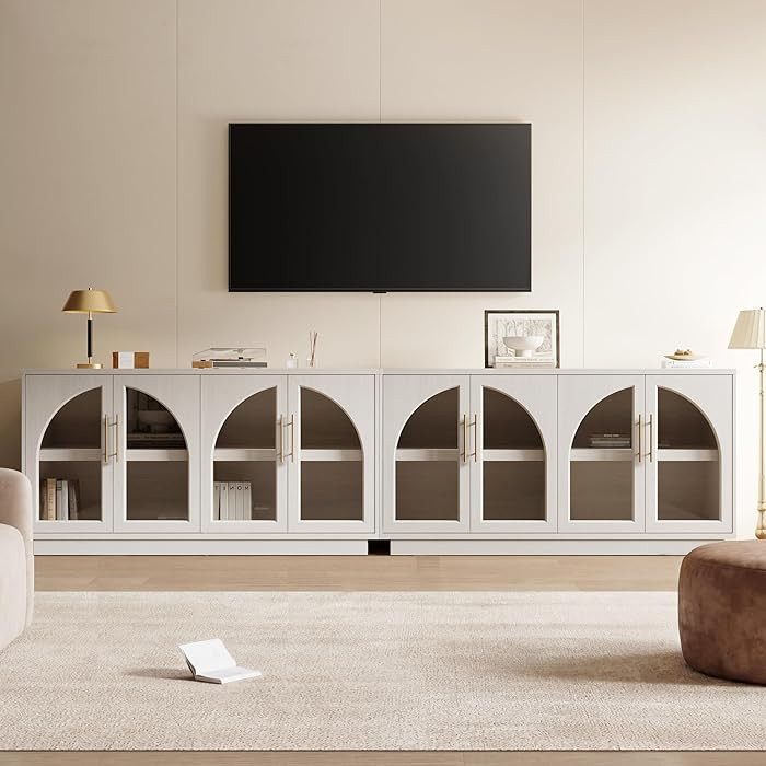 Fatmok Sideboard Buffet Cabinet with Storage Set of 2, 59\u201d Modern Accent Cabinet with Glass ... | Amazon (US)