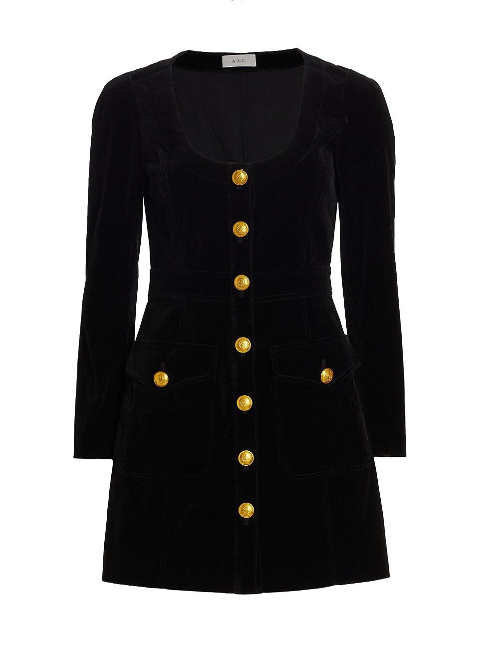 Women's Ivy Velvet Button-Front Minidress - Black - Size 12 | Saks Fifth Avenue