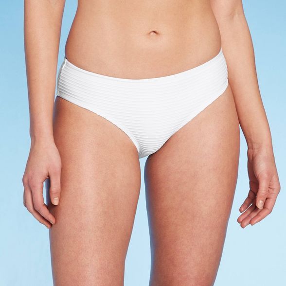 Women's Textured Ribbed Medium Coverage Bikini Bottom - Kona Sol™ White | Target