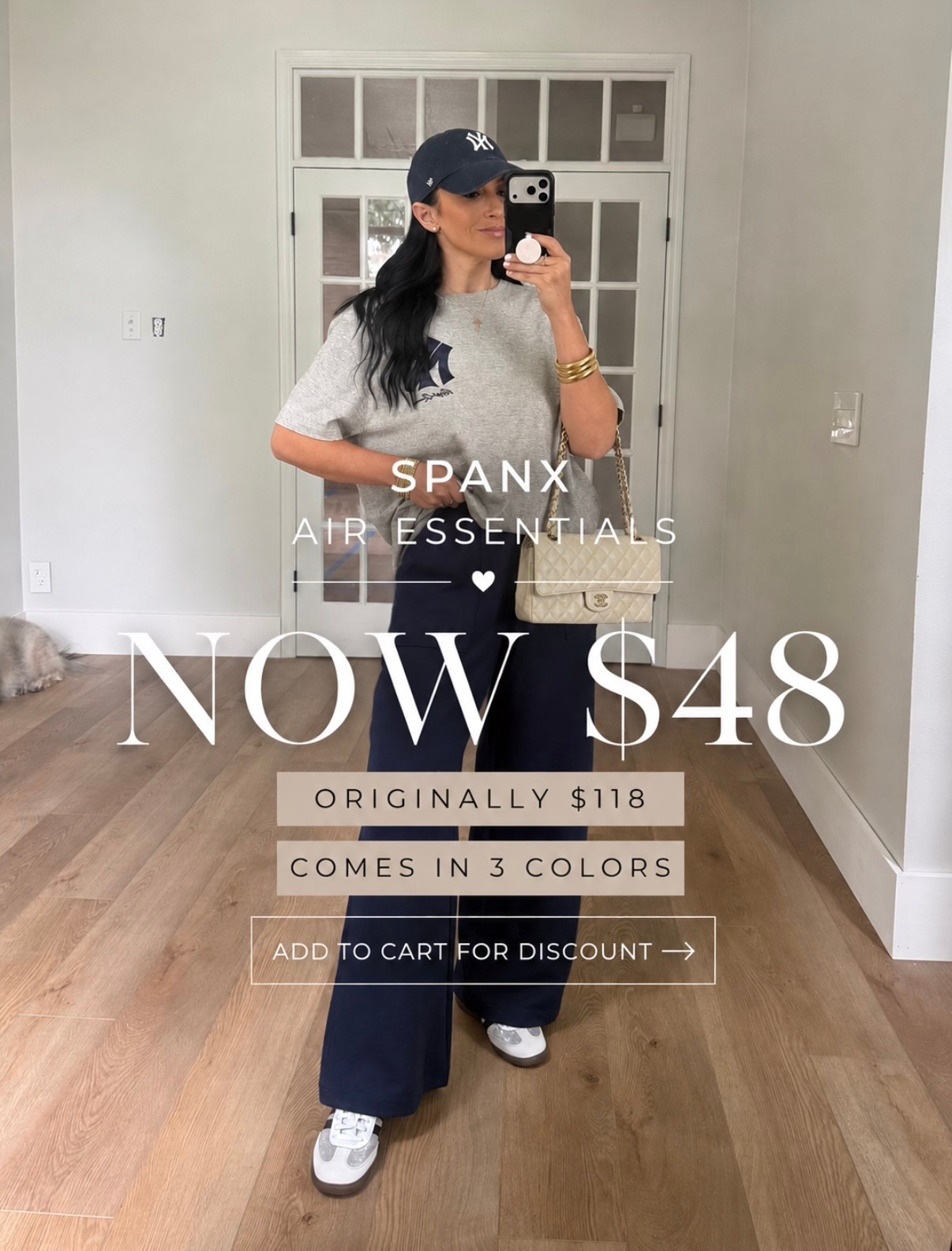 SPANX AirEssentials French Rib Wide Leg Pant wearing size small now $48 originally $118